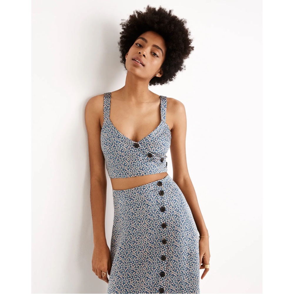 Madewell Button-Wrap Crop Tank in Bitsy Floral